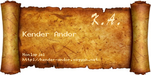Kender Andor névjegykártya